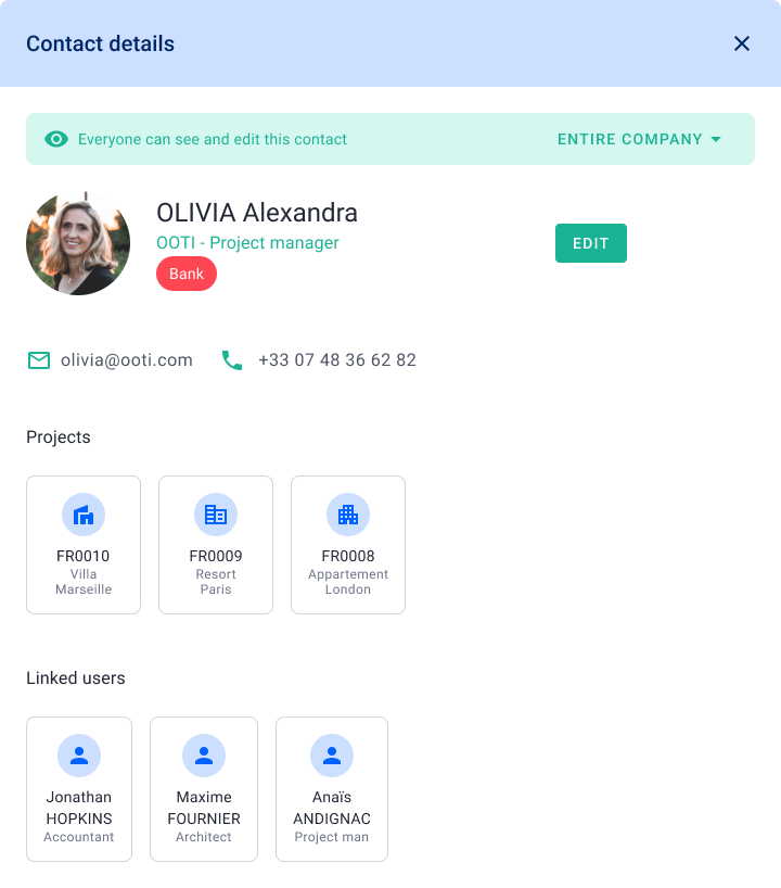 contact details card